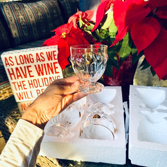 NIB Set of 4 Anthropologie Clara Heart Icon Goblets - Picture 1 of 6